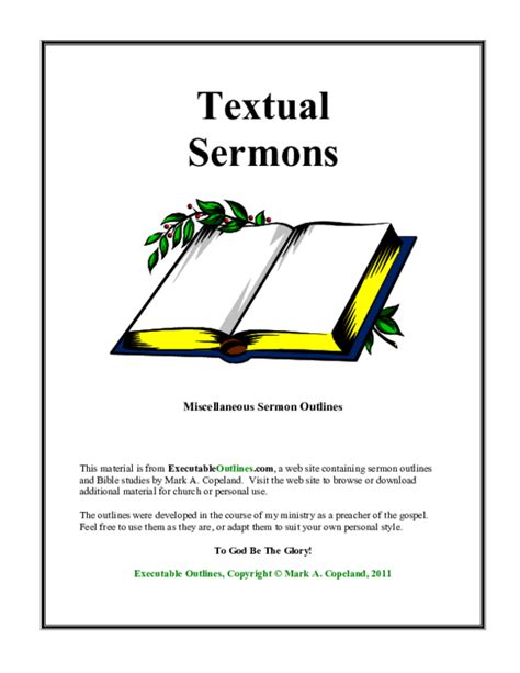 Sermon notes are below and also attached to the audiovideo messages once they are posted. . Baptist textual sermon outlines pdf